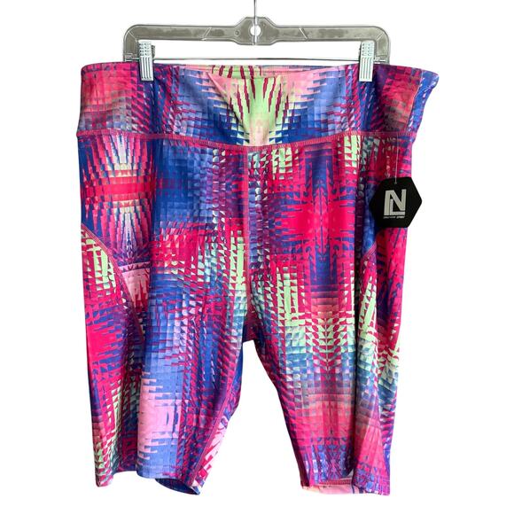 NWT New Look‎ Biker Shorts Sport Neon Festival Y2K Revival Women's Size 2X - Picture 1 of 8